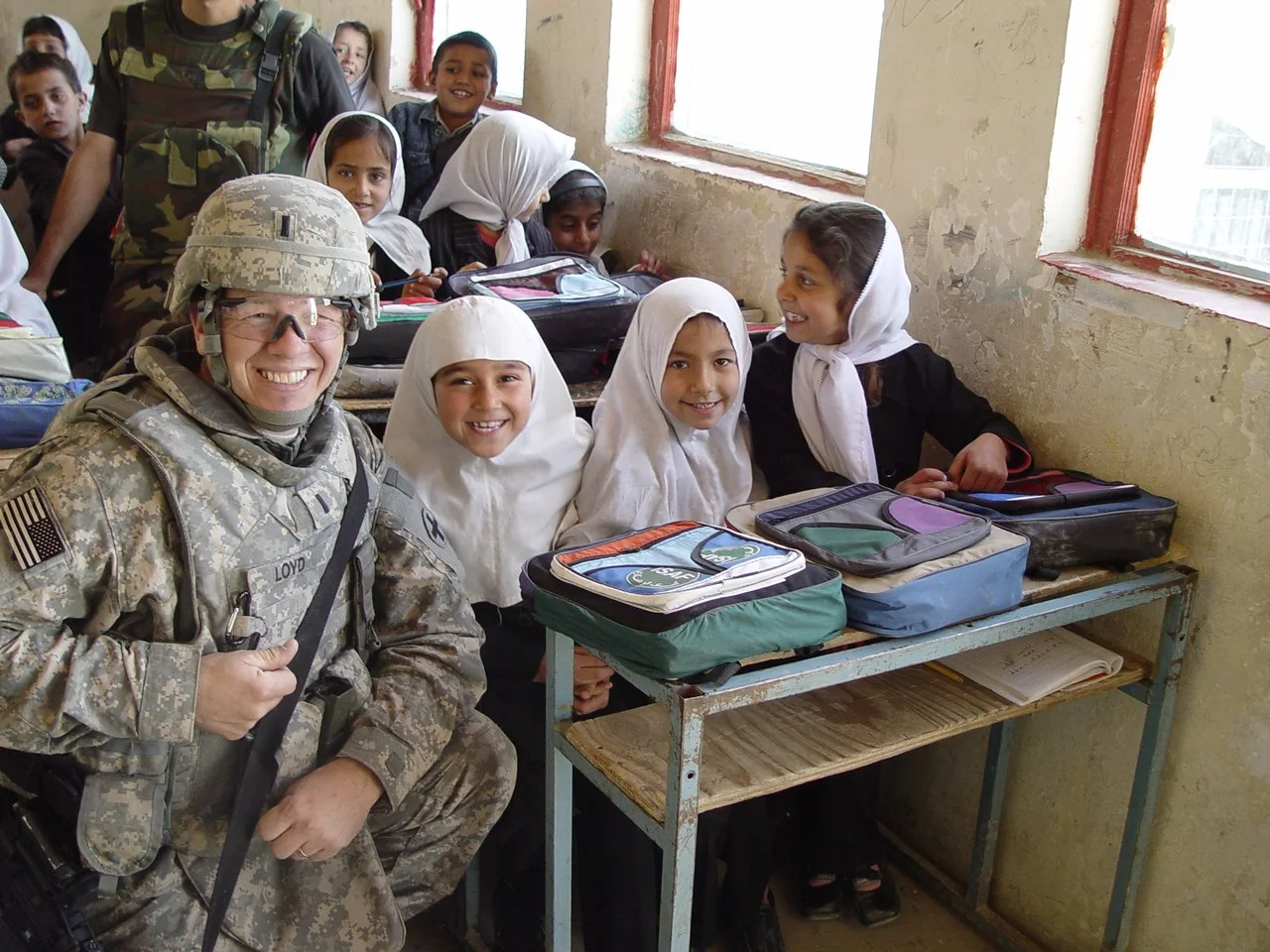 Afghan girls in a classroom in Afghanistan