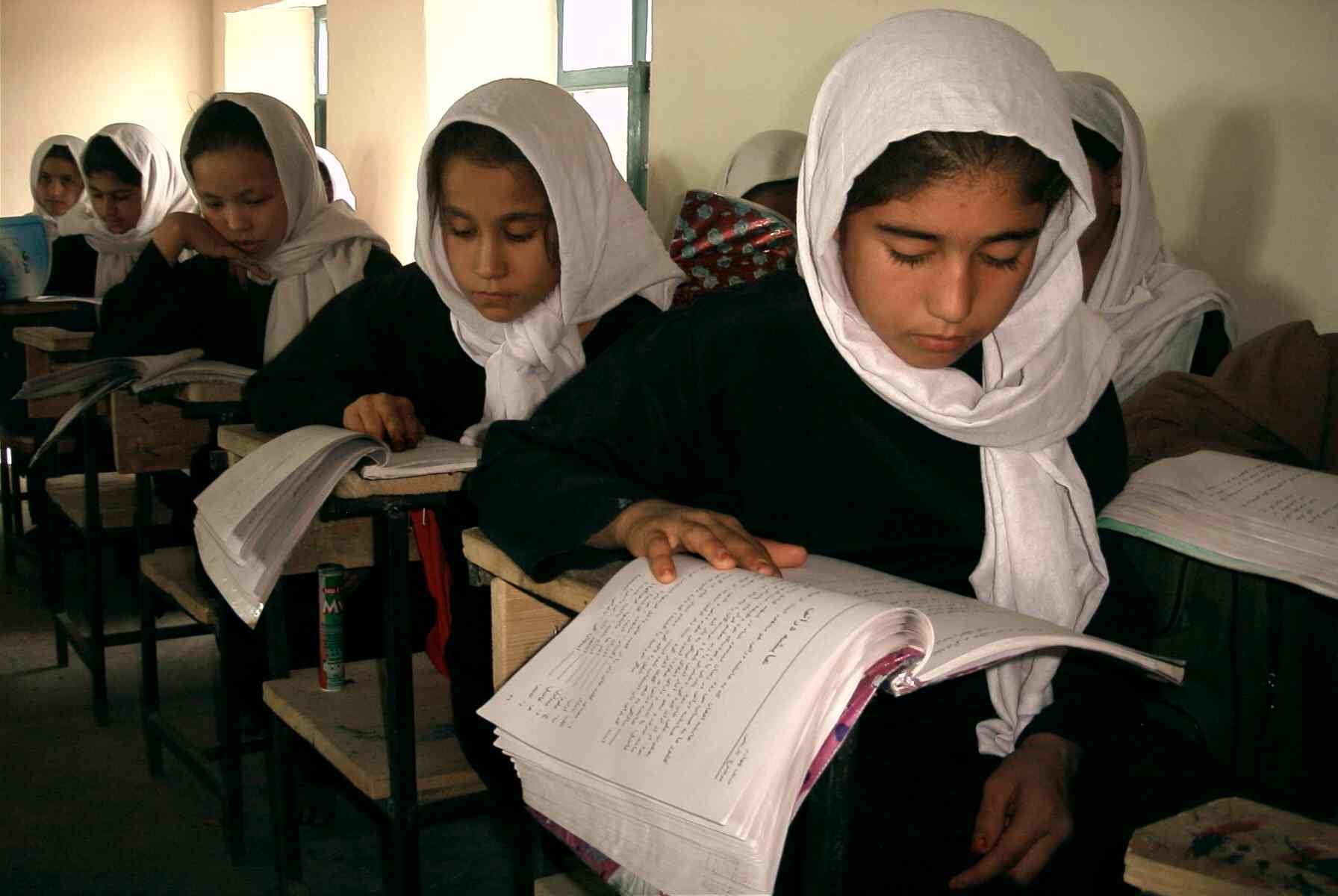 Female students studying in Samangan, Afghanistan